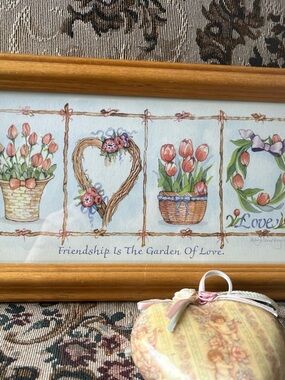 Pink Tulip Garden Framed Art Print - Friendship Is The Garden Of Love